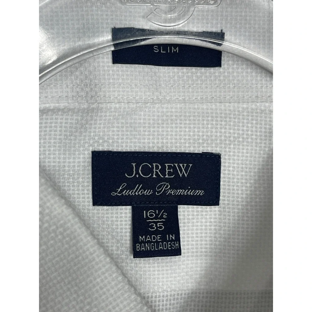 J.Crew Ludlow Premium Dobby Dress Shirt 16H35 White Slim Fit Cotton NWT